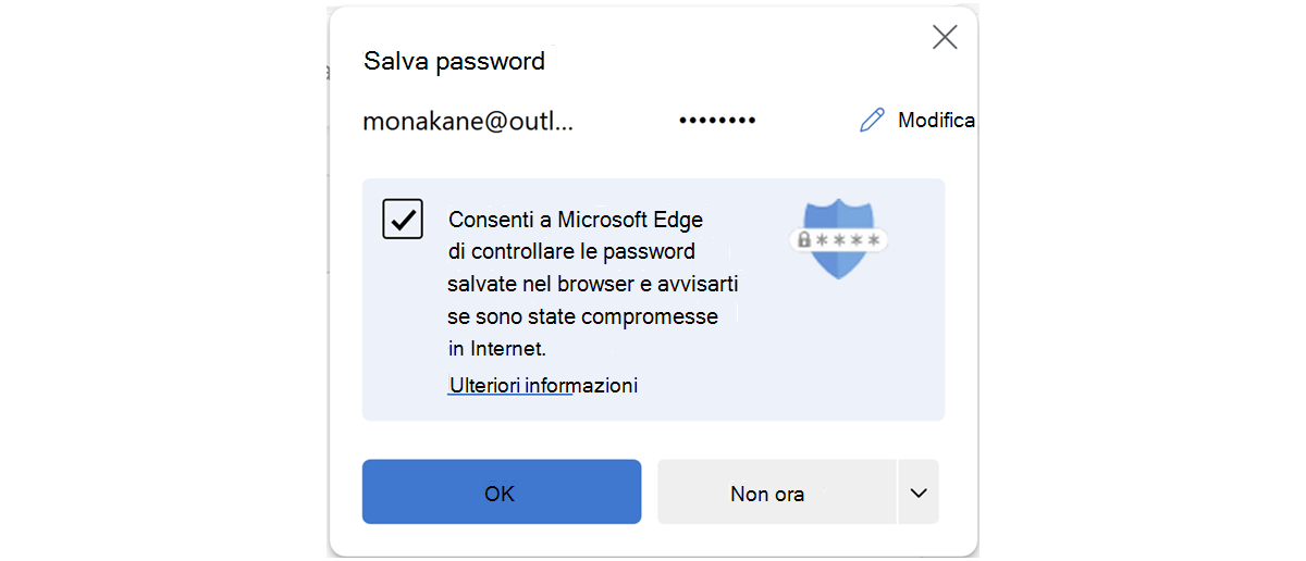 Richiesta di salvataggio della password