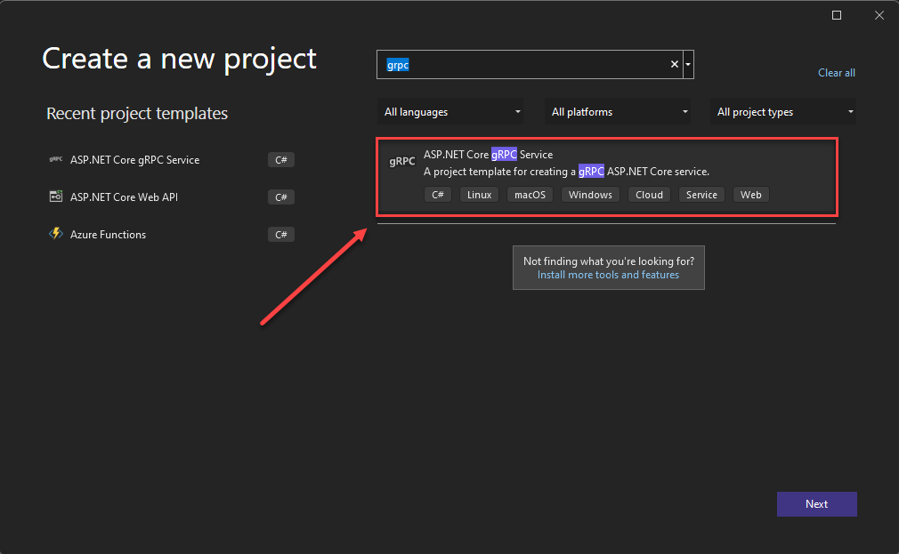 gRPC Support in Visual Studio 2022