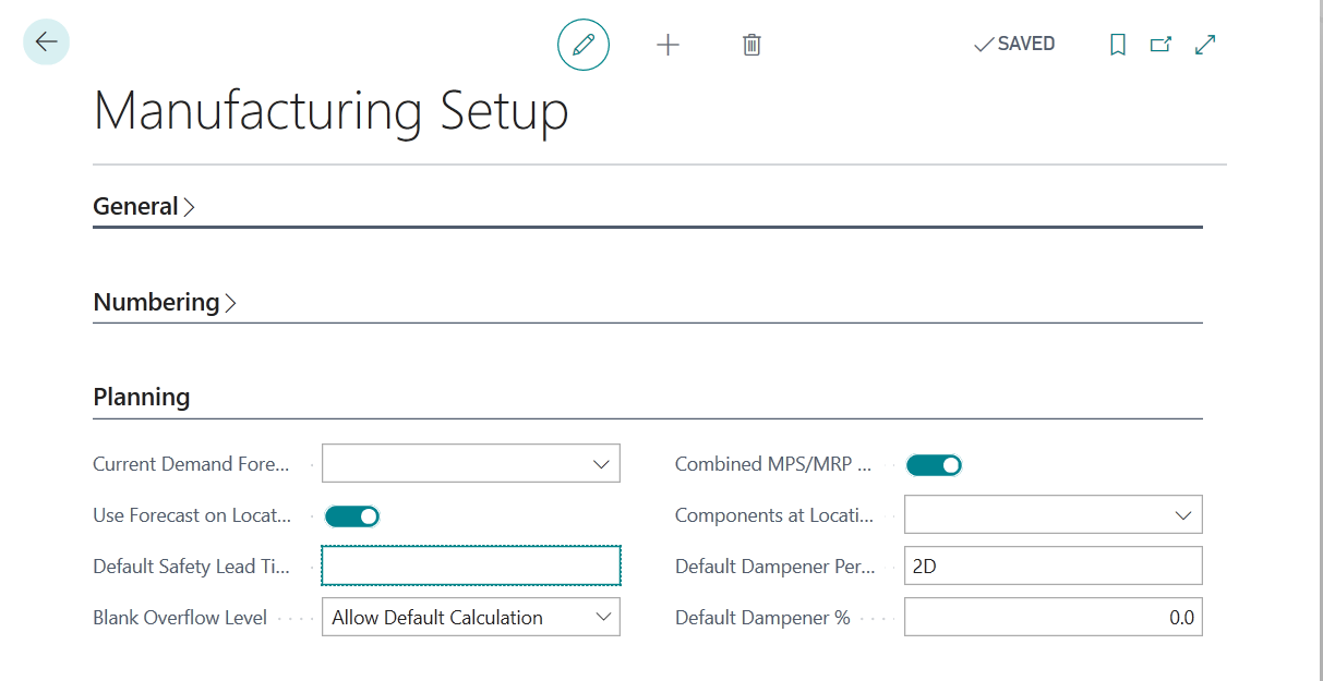 Setup manufacturing