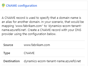 Finestra di dialogo Configurazione CNAME.