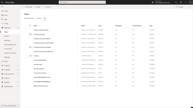 tabelle dataverse