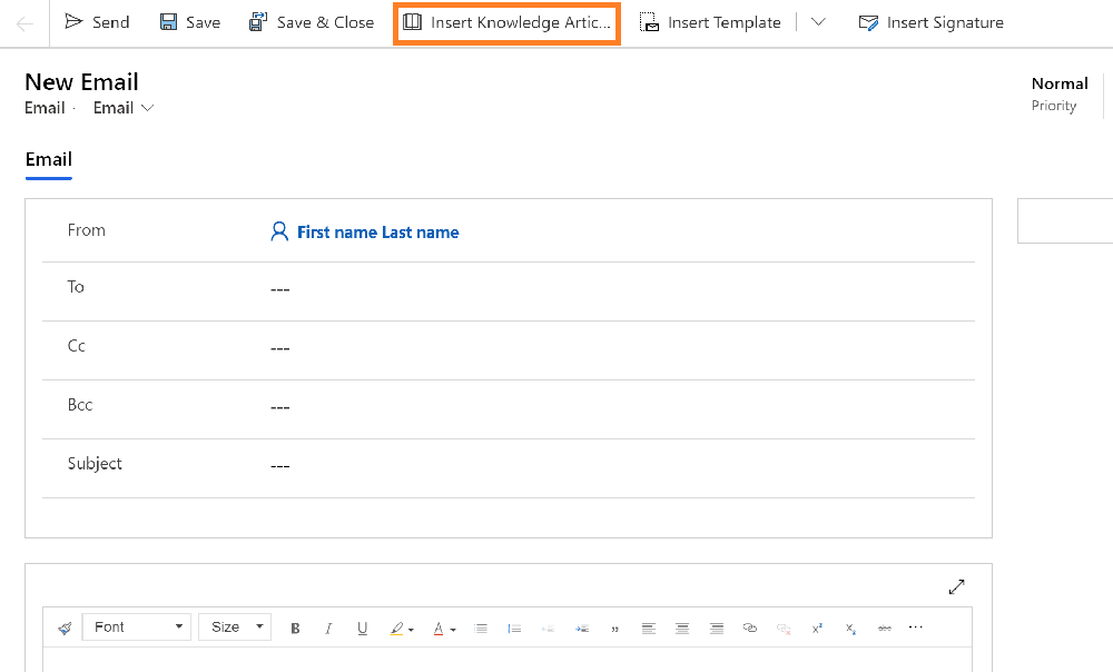 Seleziona articolo della Knowledge Base da inserire.