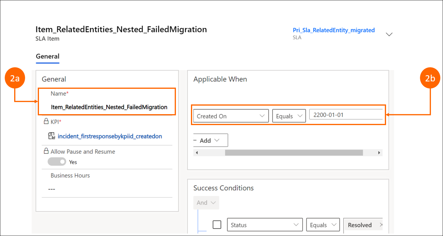 Screenshot della visualizzazione di Unified Interface di post-migrazione dell'elemento con entità correlate in una clausola di gruppo nidificata.