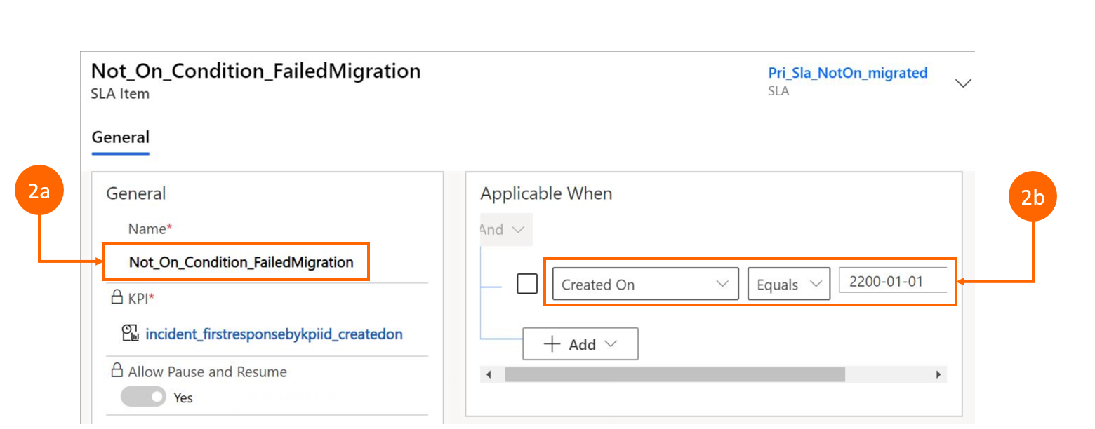 Screenshot della visualizzazione di Unified Interface di post-migrazione di un elemento con un operatore Not-on per un campo DateType.