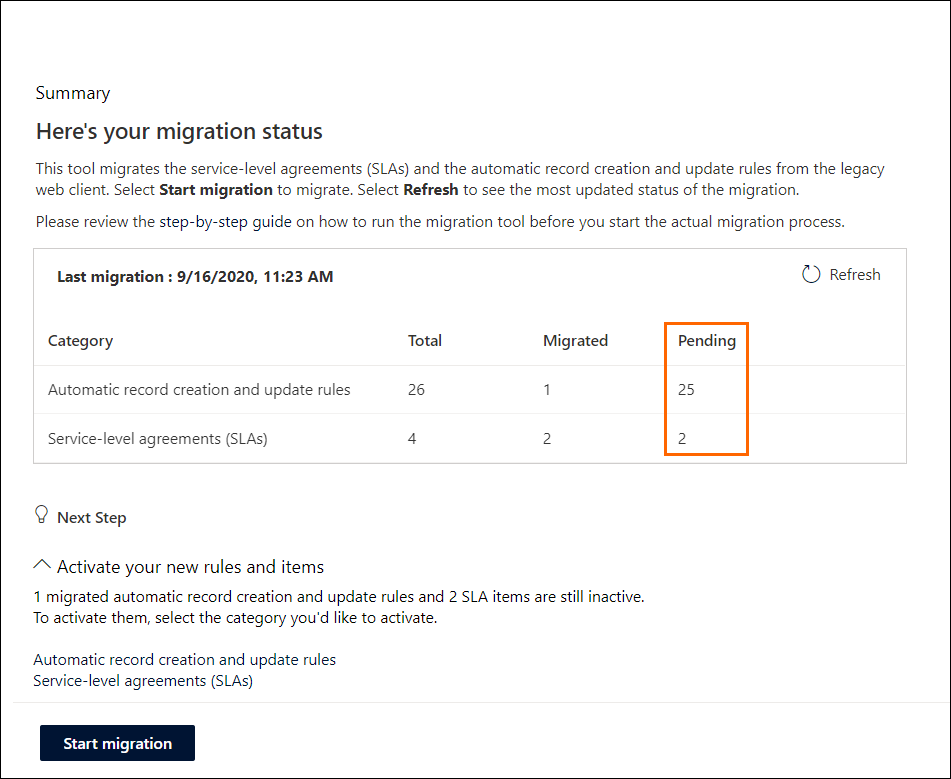 Esegui di nuovo lo strumento di migrazione.