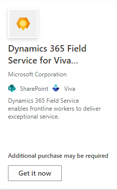 Dynamics 365 Field Service per il riquadro Viva Connections che mostra il comando Prova adesso.