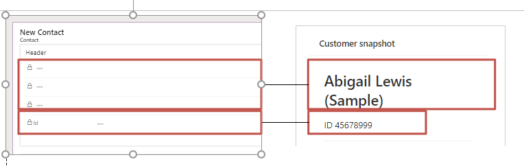 Screenshot del modulo di visualizzazione rapida con la sezione dell'intestazione.