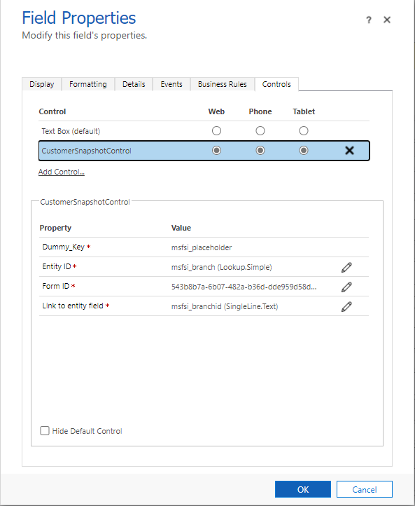 Screenshot del modulo di visualizzazione rapida mappato al componente snapshot del cliente.