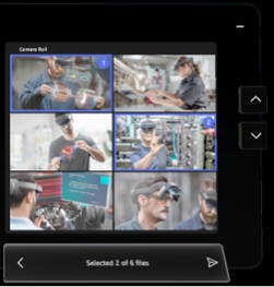 Screenshot che mostra le foto selezionate dal rullino HoloLens Fotocamera