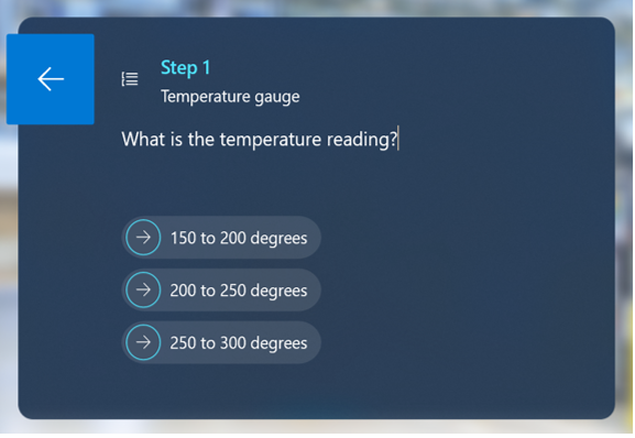 Esempio di guida non lineare creata in questo flusso di lavoro che mostra tre letture della temperatura.