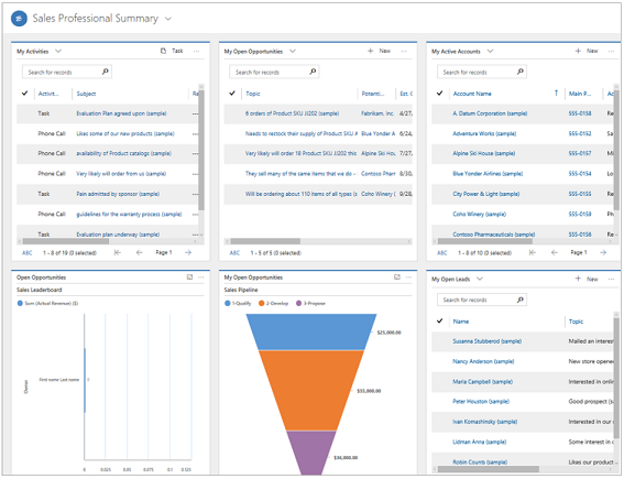 Dashboard Riepilogo Sales Professional.