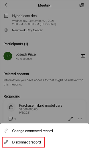 Disconnetti un record da una riunione.