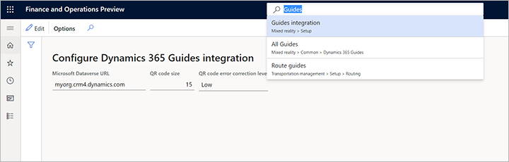 Configurare l'integrazione delle guide per la produzione.