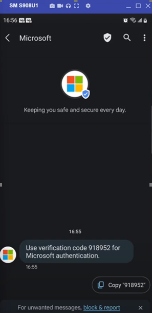 Screenshot della personalizzazione microsoft nei messaggi RCS.