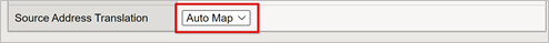 Screenshot dell'opzione Source Address Translation.