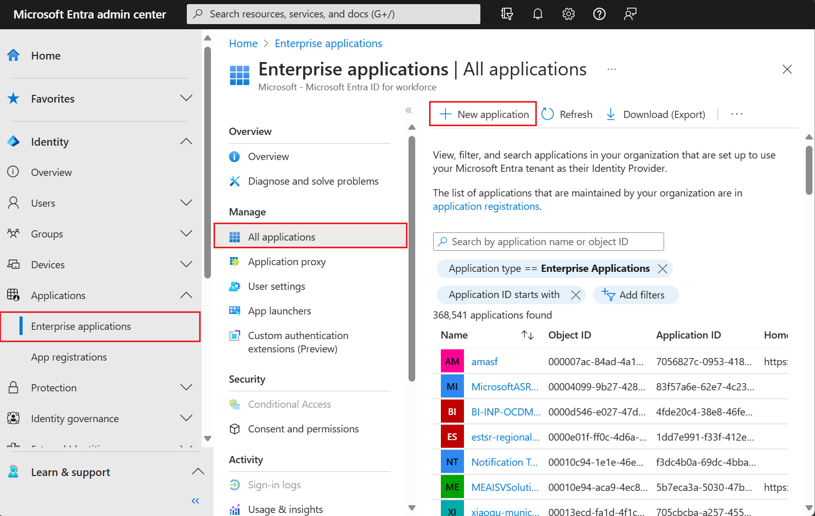 Screenshot che mostra il riquadro della raccolta di applicazioni Di Microsoft Entra nel [Interfaccia di amministrazione di Microsoft Entra](https://entra.microsoft.com).