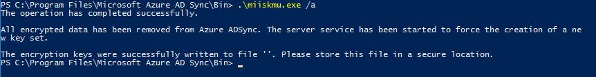 Screenshot che mostra PowerShell dopo l'esecuzione del comando.