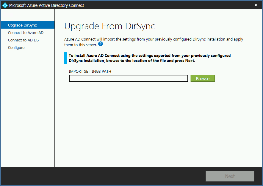 Screenshot that shows where to import the settings file when you upgrade.