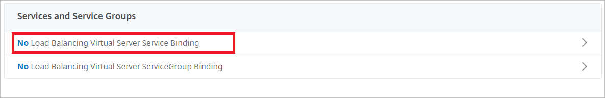 Configurazione di Citrix ADC - Riquadro Load Balancing Virtual Server Service Binding