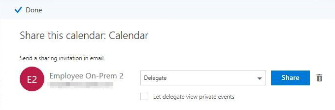 Screenshot dell'icona del dumpster nella pagina Condividi questo calendario.