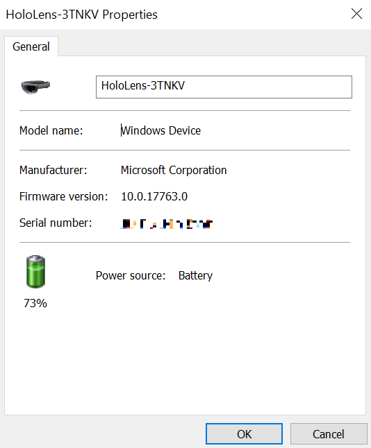 pagina Proprietà in Windows 10 per HoloLens-3TNKV