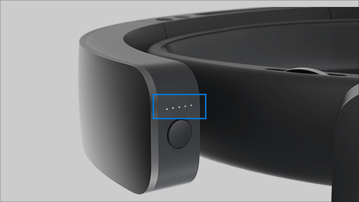 Immagine che mostra le luci dell'indicatore HoloLens.