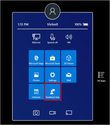 'app Commenti e suggerimenti nel menu Start di HoloLens.