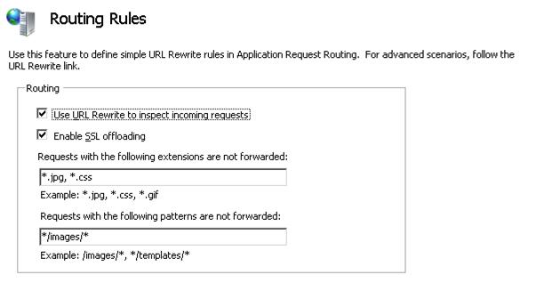 Screenshot della sezione Routing della schermata Regole di routing.