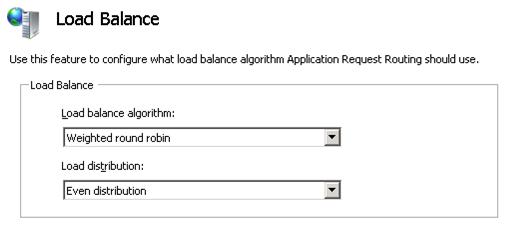 Screenshot dell'algoritmo di bilanciamento del carico impostato su Round robin ponderato e Distribuzione del carico impostata su Distribuzione pari.