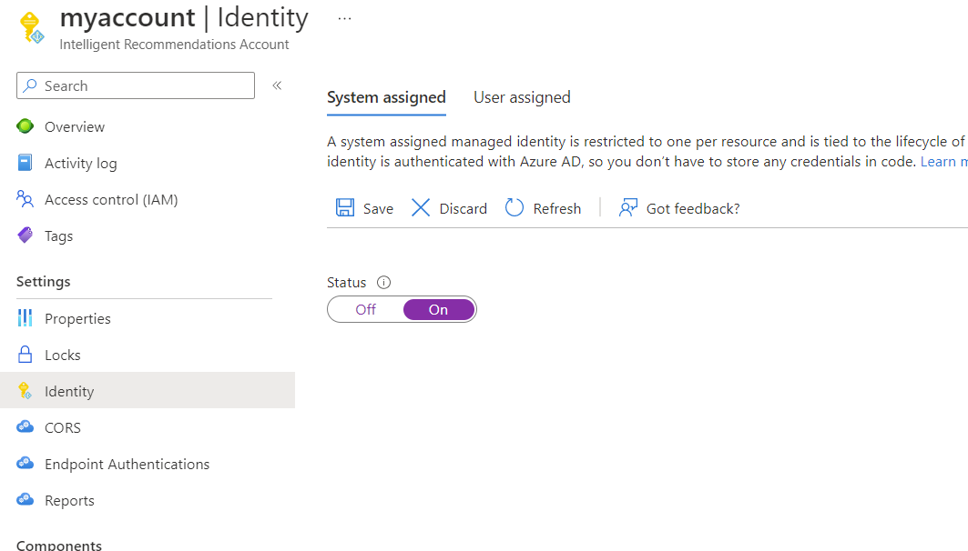  Stato di identità assegnato dal sistema sull'account IR.