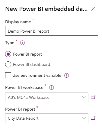 Screenshot dell'incorporazione del report.