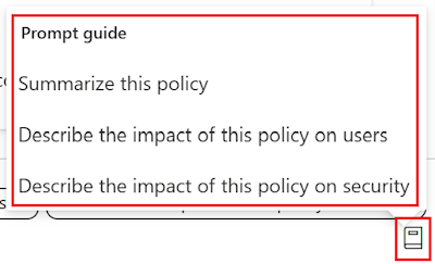 Screenshot che mostra la guida alla richiesta dei criteri copilot e un elenco delle richieste disponibili nel catalogo delle impostazioni nell'interfaccia di amministrazione di Microsoft Intune e Intune.