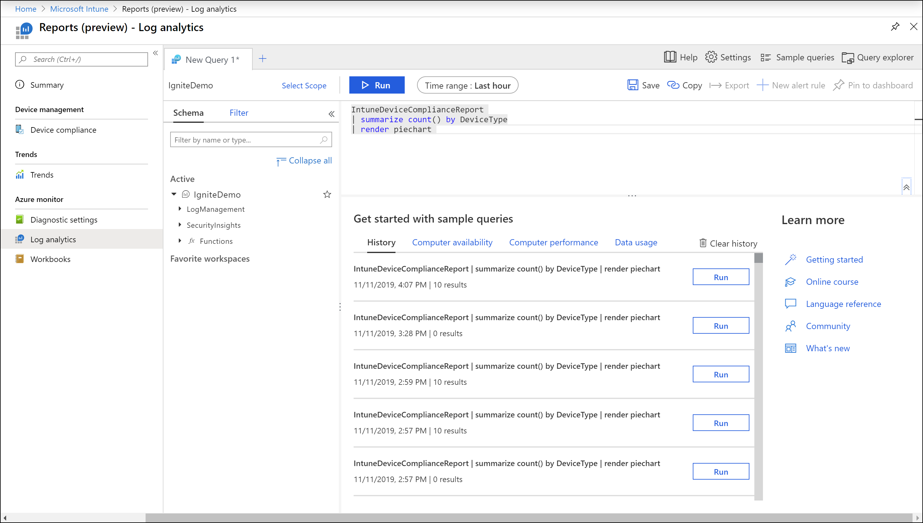 Log Analitica - Query di log