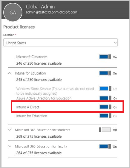 Screenshot della configurazione della licenza del prodotto