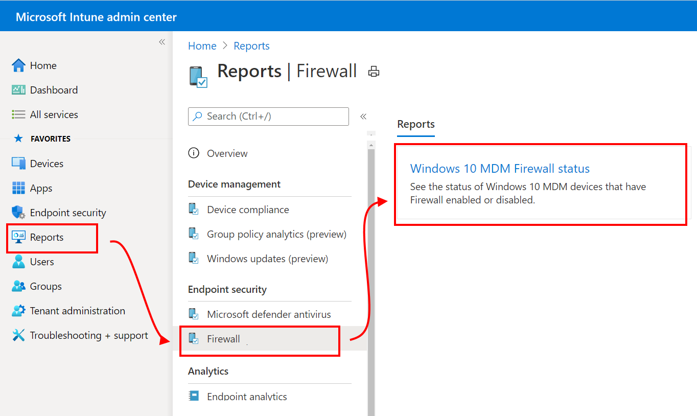 Selezionare i report del firewall