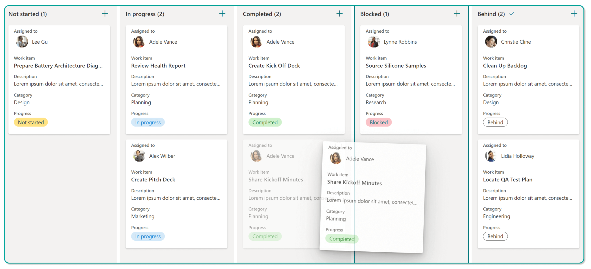 Kanban formatting for a list