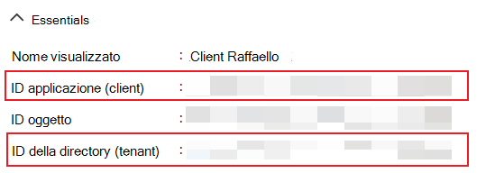 Screenshot che mostra i campi per il client e l'ID campo evidenziati.