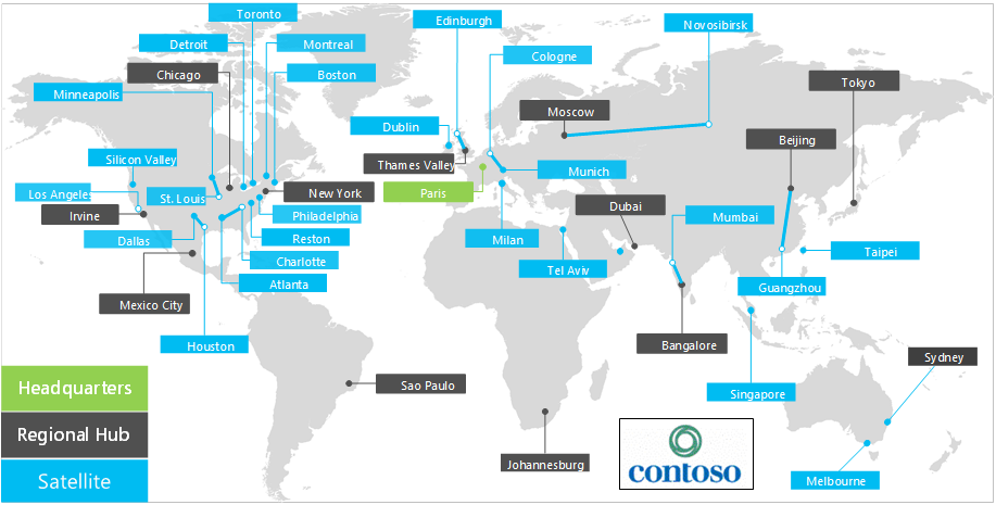 Uffici Contoso in tutto il mondo.