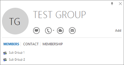 Scheda Membri della scheda contatto di Outlook.