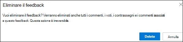 Screenshot: opzione per eliminare il feedback