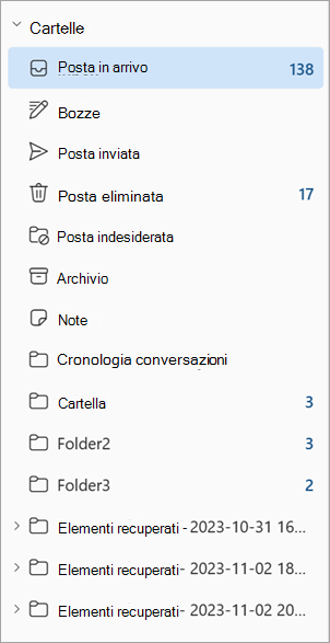 Screenshot che mostra un esempio di nuova cartella di creazione in cui il contenuto è stato ripristinato.