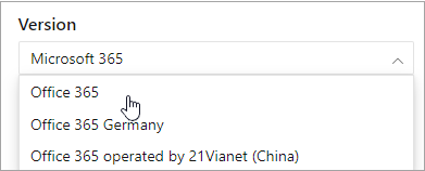 Filtro della versione di Microsoft 365.