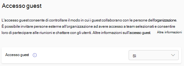 Screenshot dell'opzione di accesso guest in Teams.