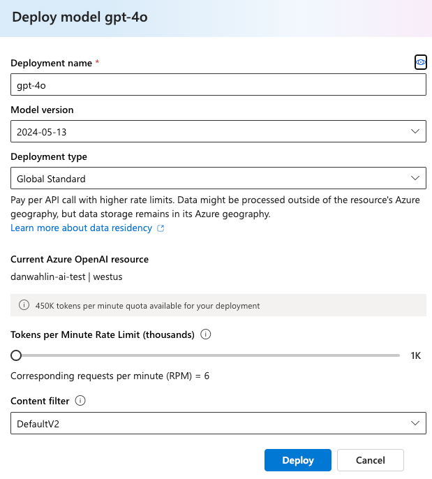 Creare un modello di Azure OpenAI