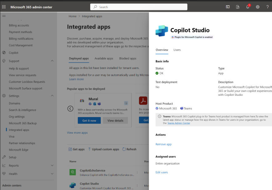 Distribuzione dell'app Copilot Studio