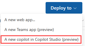 Screenshot che mostra la distribuzione del copilota nell'ambiente predefinito.