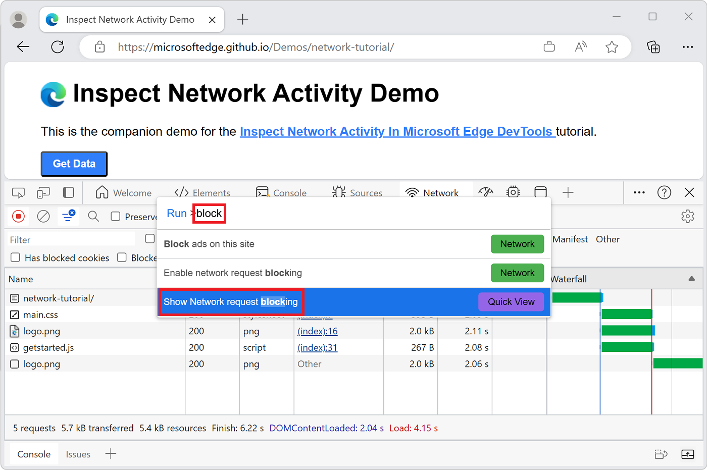 Show Network Request Blocking