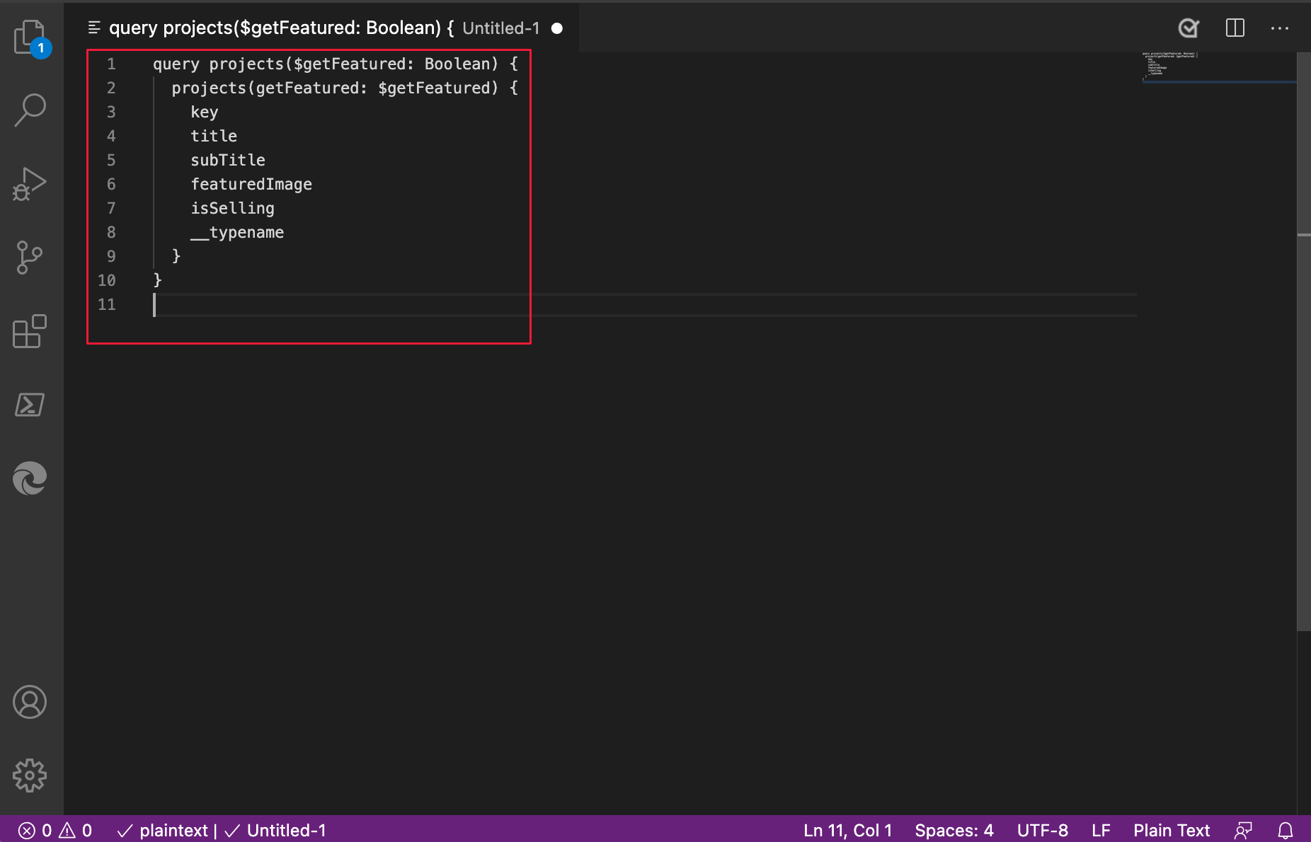 Pasting a property value in Microsoft Visual Studio Code