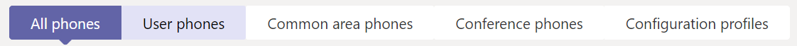 Intestazione telefoni nell'interfaccia di amministrazione di Teams.