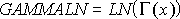 Screenshot of the Gamma Ln formula.